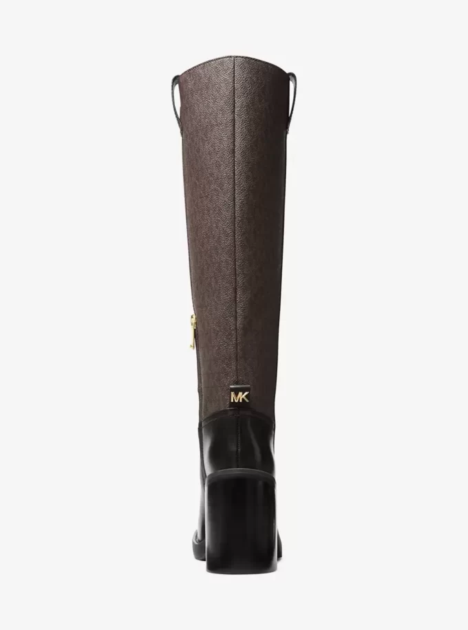 Bota de tacón cuadrado de cuero y logotipo de Houston Signature