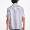 Camisa a rayas de mezcla de lino y algodón Camisa a rayas de mezcla de lino y algodón