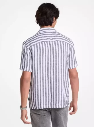 Camisa a rayas de mezcla de lino y algodón