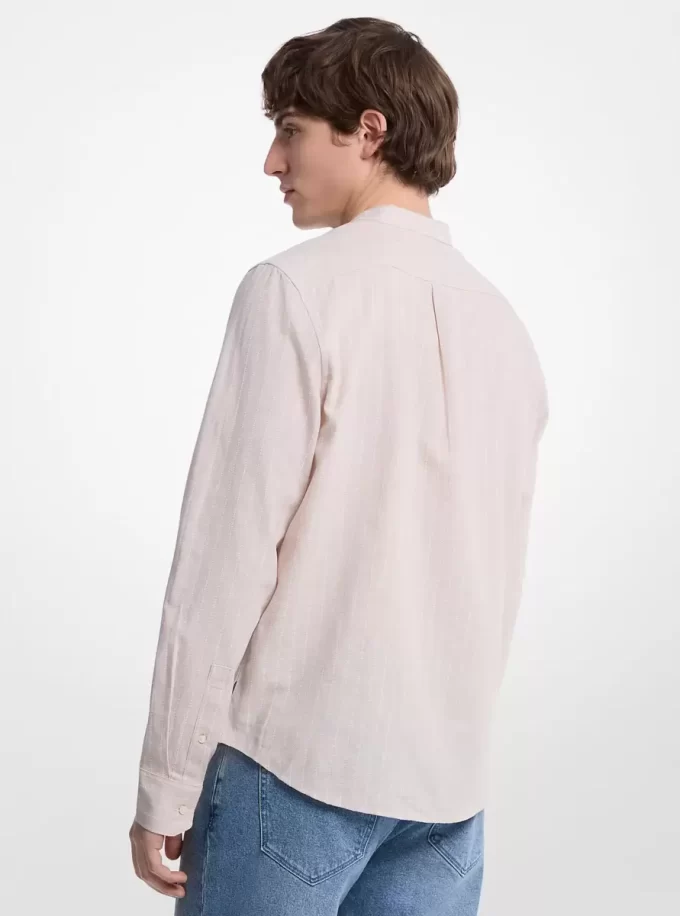 Camisa a rayas de mezcla de lino y algodón Camisa a rayas de mezcla de lino y algodón