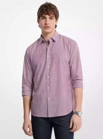 Camisa clásica de rayas de mezcla de algodón