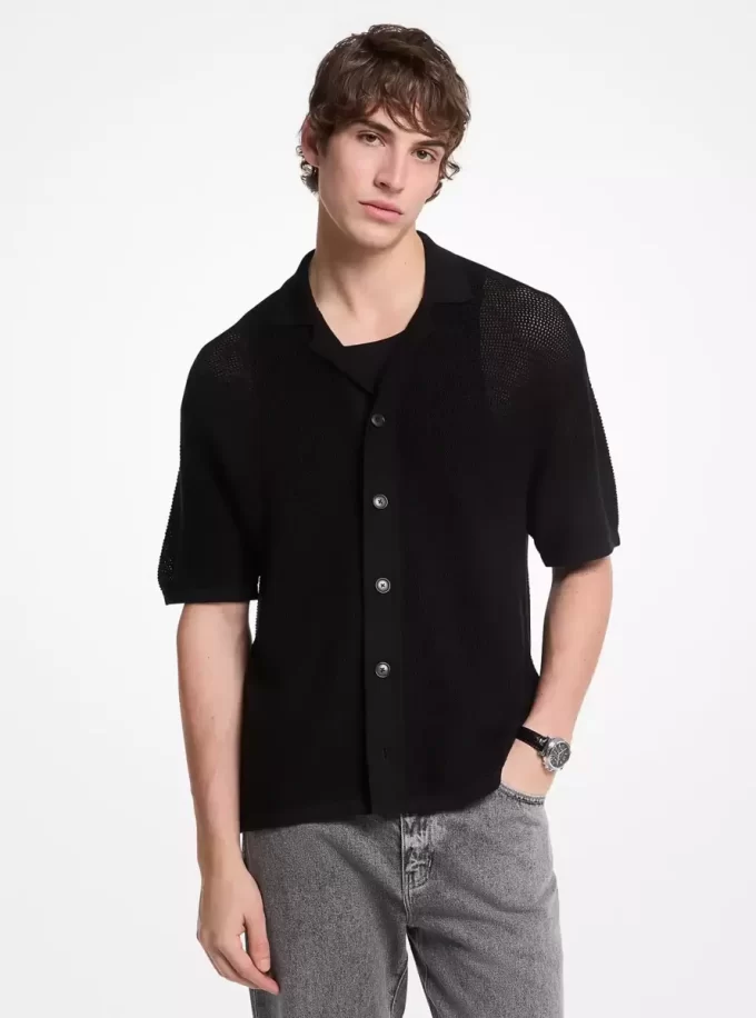 Camisa de algodón de punto abierto