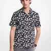 Camisa de campamento de algodón elástico con estampado floral Camisa de campamento de algodón elástico con estampado floral