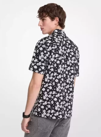 Camisa de campamento de algodón elástico con estampado floral