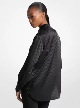 Camisa de satén con jacquard del logo