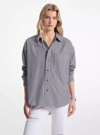 Camisa oversize de popelina de algodón a rayas