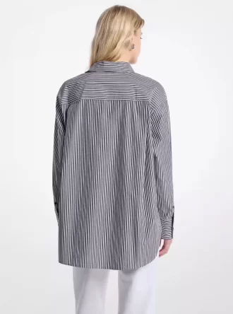 Camisa oversize de popelina de algodón a rayas
