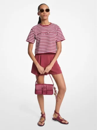 Camiseta corta de algodón con logotipo a rayas