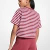 Camiseta corta de algodón con logotipo a rayas