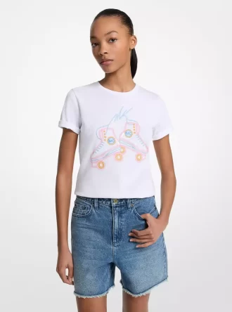 Camiseta de algodón con gráfico de lentejuelas