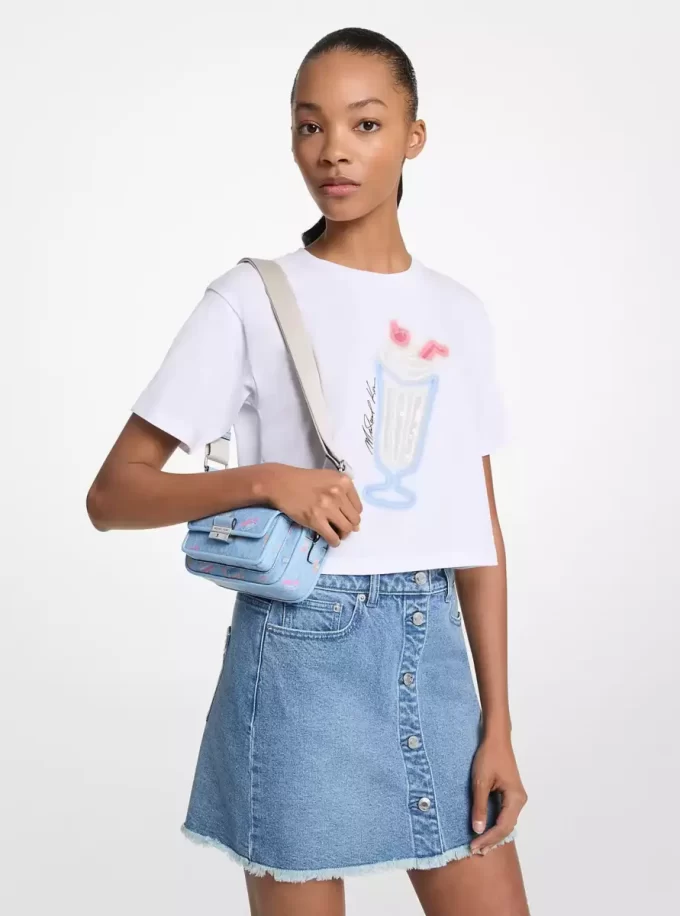 Camiseta de algodón con gráfico de lentejuelas