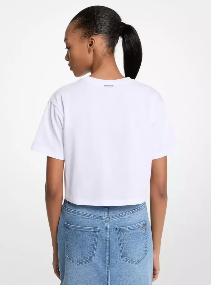 Camiseta de algodón con gráfico de lentejuelas