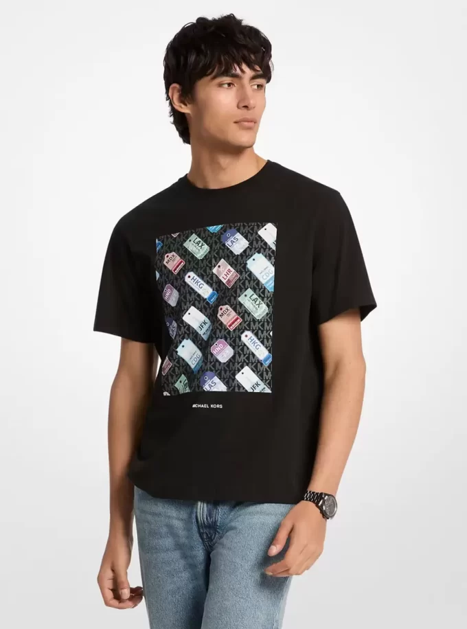 Camiseta de algodón con logo gráfico Camiseta de algodón con logo gráfico