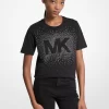 Camiseta de algodón con logotipo adornado