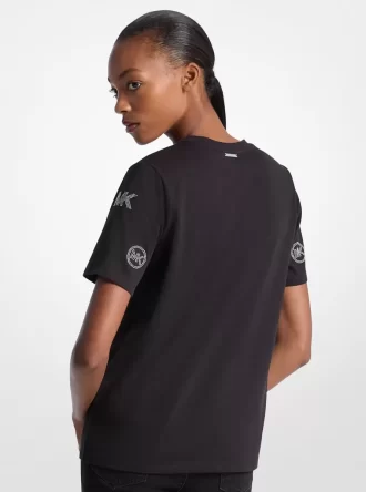 Camiseta de algodón con logotipo adornado