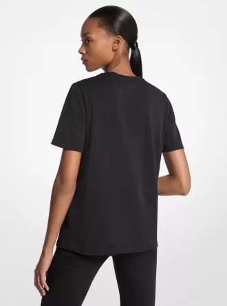 Camiseta de algodón con logotipo adornado