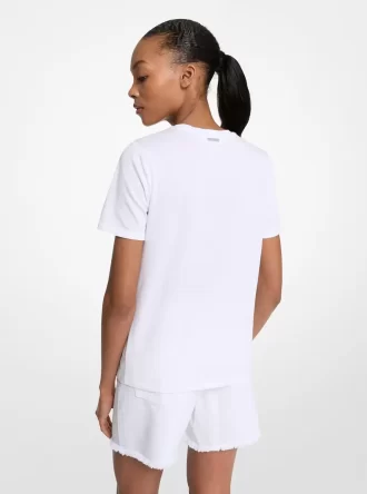 Camiseta de algodón con logotipo adornado