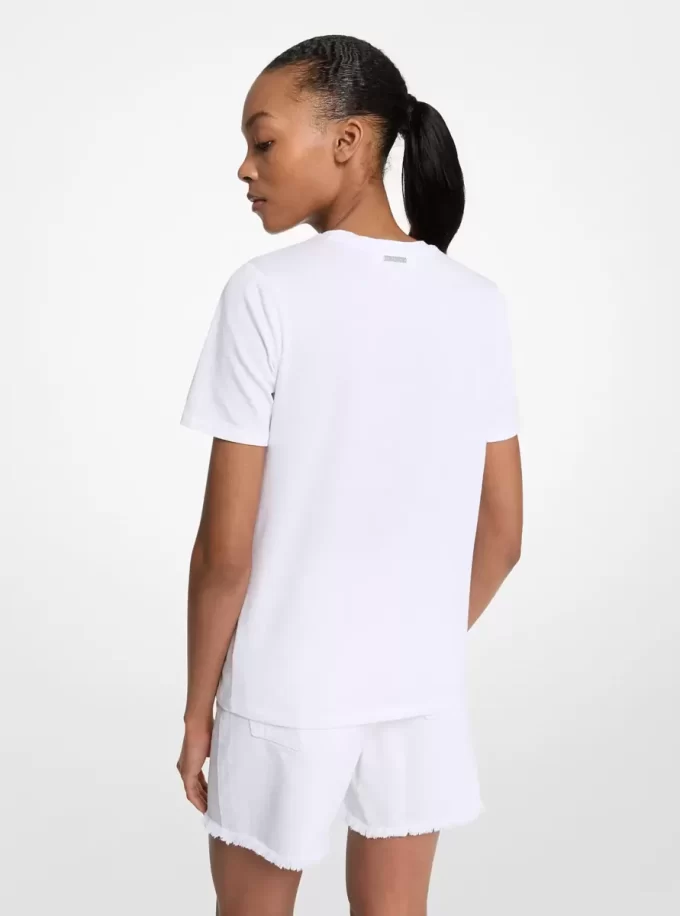 Camiseta de algodón con logotipo adornado Camiseta de algodón con logotipo adornado