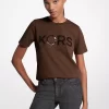 Camiseta de algodón con logotipo de lentejuelas