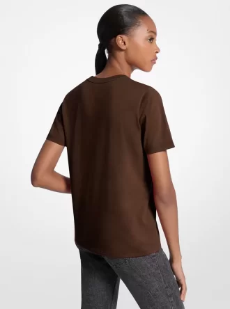 Camiseta de algodón con logotipo de lentejuelas Camiseta de algodón con logotipo de lentejuelas