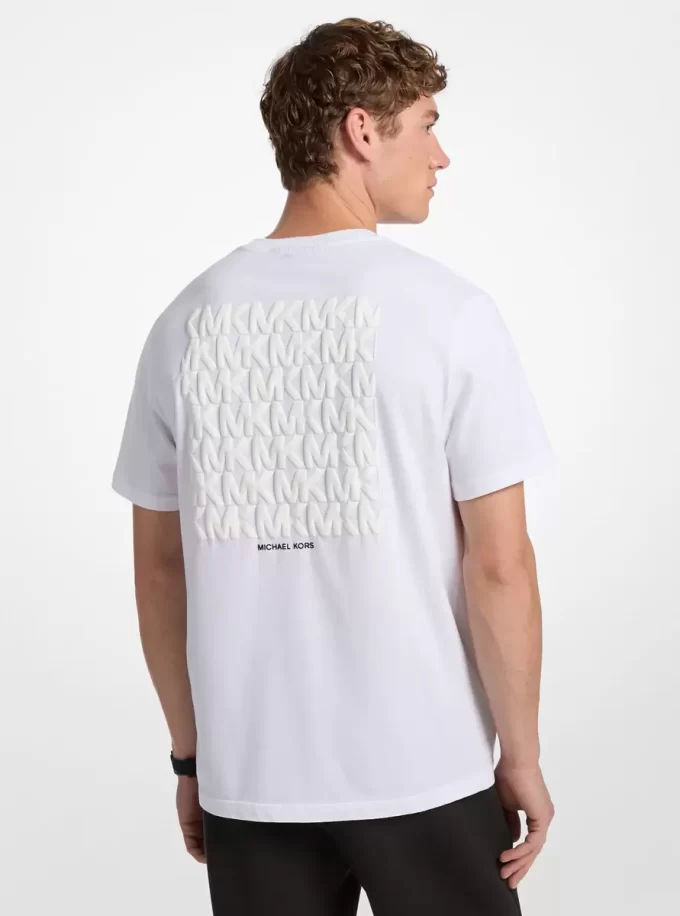 Camiseta de algodón con logotipo gráfico en relieve