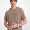 Camiseta de jersey de algodón con logotipo en relieve