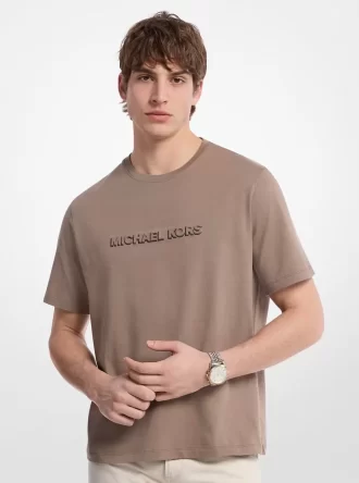 Camiseta de jersey de algodón con logotipo en relieve