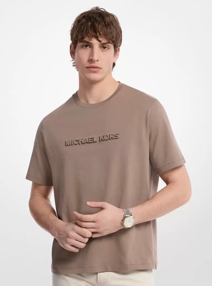 Camiseta de jersey de algodón con logotipo en relieve