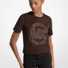 Camiseta de jersey de algodón orgánico con logo tachonado