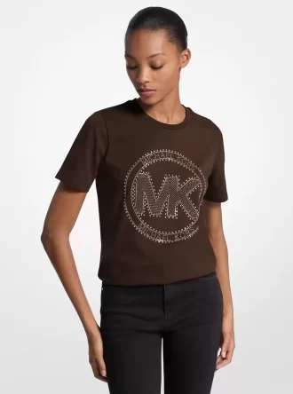 Camiseta de jersey de algodón orgánico con logo tachonado