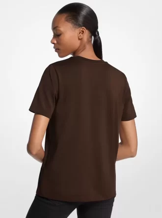 Camiseta de jersey de algodón orgánico con logo tachonado