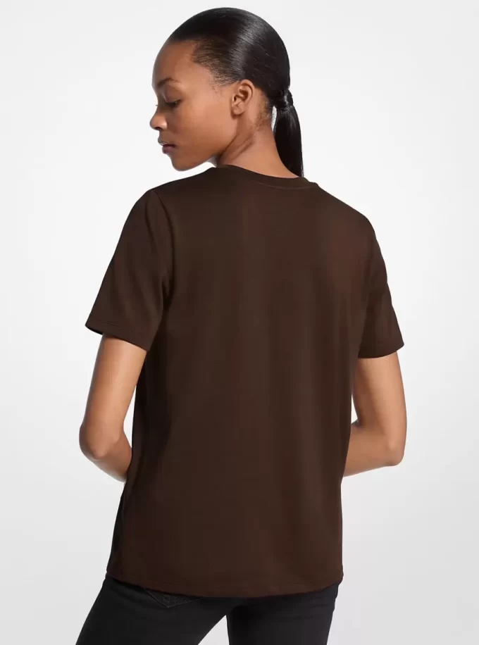 Camiseta de jersey de algodón orgánico con logo tachonado