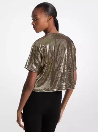 Camiseta KORS de lentejuelas de corte cuadrado