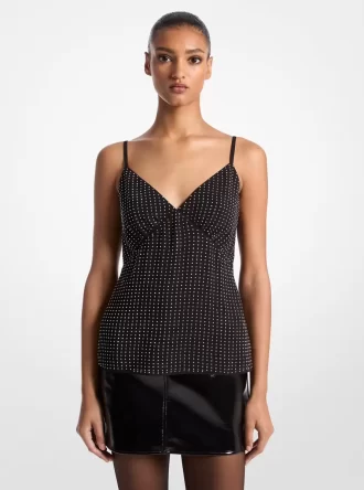 Camisola de georgette con diamantes de imitación