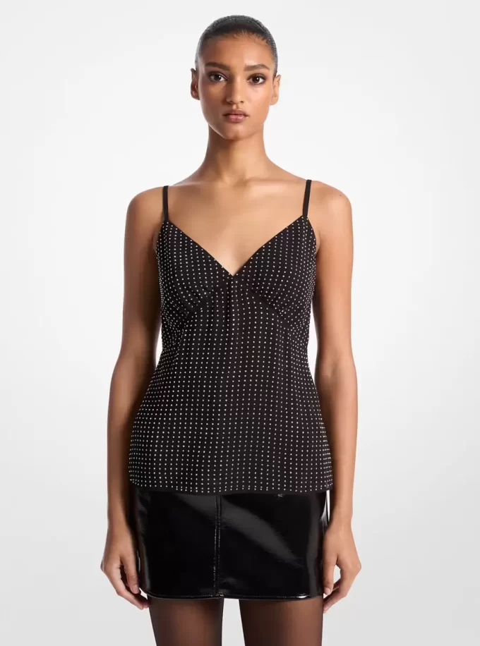 Camisola de georgette con diamantes de imitación Camisola de georgette con diamantes de imitación