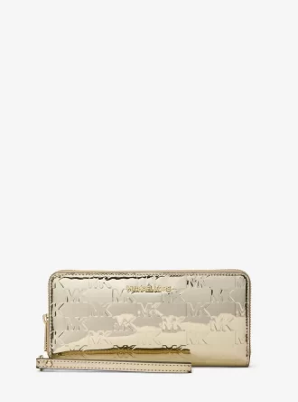 Cartera continental con logotipo metálico grande grabado de Jet Set