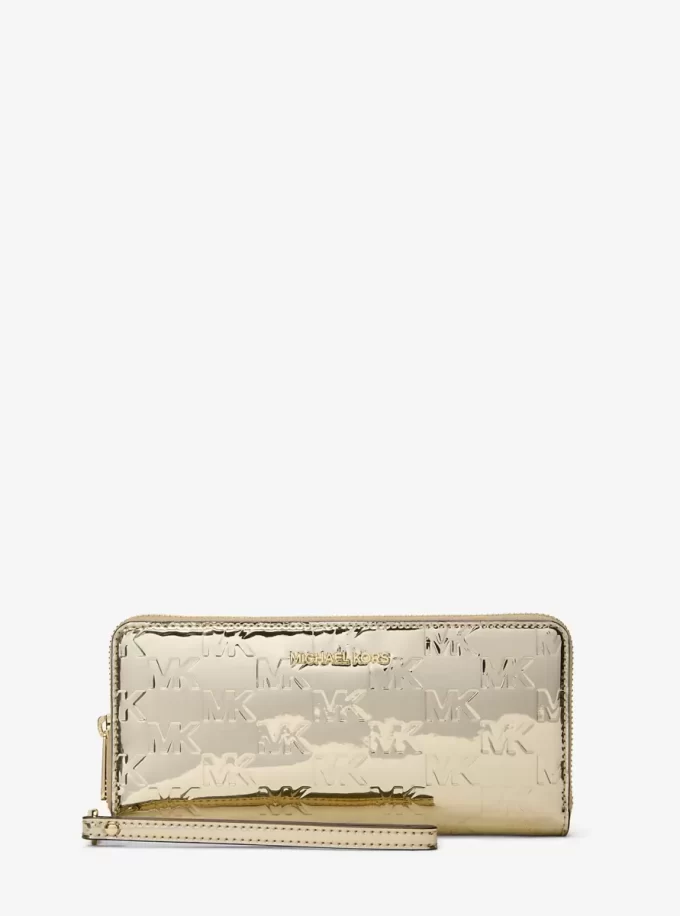 Cartera continental con logotipo metálico grande grabado de Jet Set Cartera continental con logotipo metálico grande grabado de Jet Set