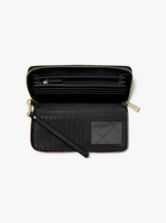 Cartera continental grande de piel saffiano