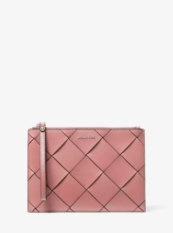 Cartera de pulsera extragrande de piel tejida Jet Set Travel Cartera de pulsera extragrande de piel tejida Jet Set Travel