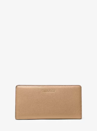 Cartera grande Bryant de piel granulada con cierre a presión