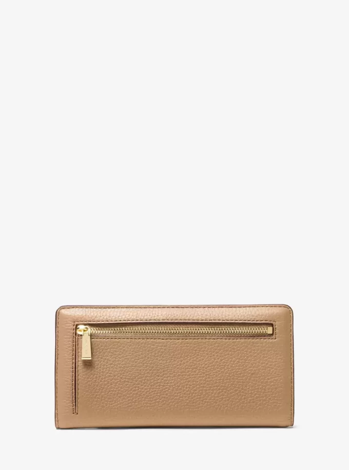 Cartera grande Bryant de piel granulada con cierre a presión Cartera grande Bryant de piel granulada con cierre a presión