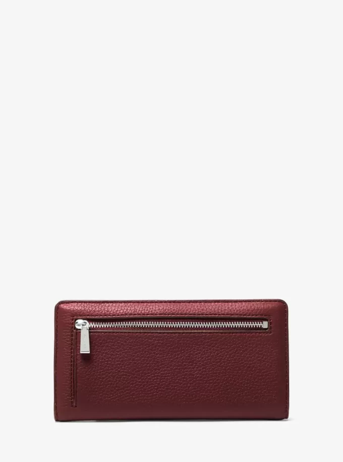 Cartera grande Bryant de piel granulada con cierre a presión Cartera grande Bryant de piel granulada con cierre a presión