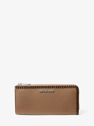 Cartera grande Jet Set de piel granulada con cremallera de un cuarto
