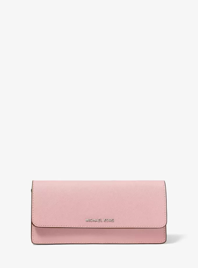 Cartera grande Jet Set de piel saffiano con cierre a presión Cartera grande Jet Set de piel saffiano con cierre a presión