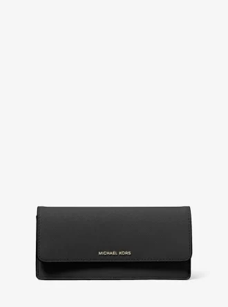Cartera grande Jet Set de piel saffiano con cierre a presión