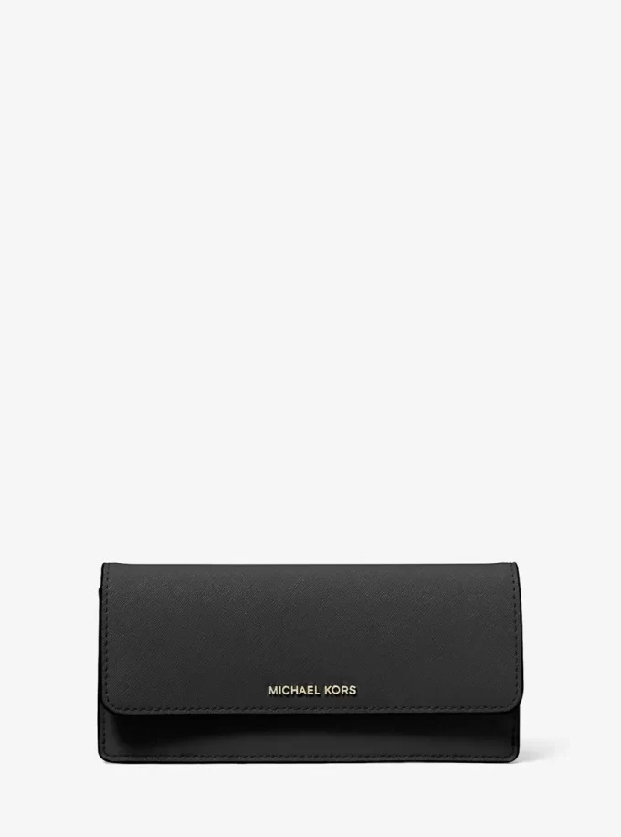 Cartera grande Jet Set de piel saffiano con cierre a presión Cartera grande Jet Set de piel saffiano con cierre a presión
