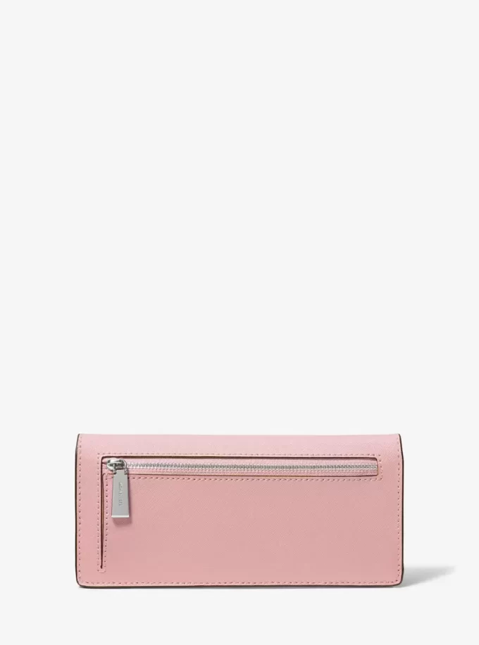 Cartera grande Jet Set de piel saffiano con cierre a presión Cartera grande Jet Set de piel saffiano con cierre a presión