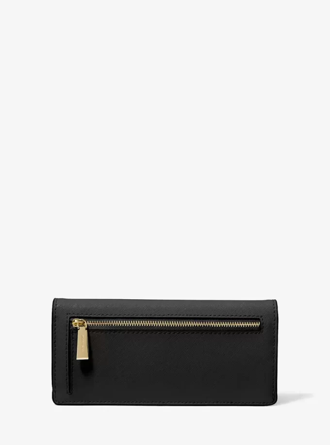 Cartera grande Jet Set de piel saffiano con cierre a presión Cartera grande Jet Set de piel saffiano con cierre a presión