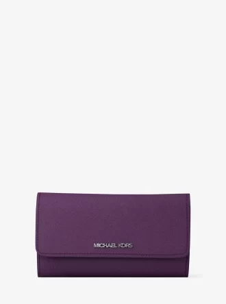Cartera grande plegable de piel saffiano Jet Set