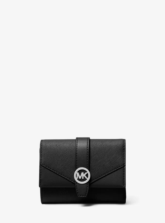 Cartera mediana de cuero Greenwich con tres pliegues Cartera mediana de cuero Greenwich con tres pliegues